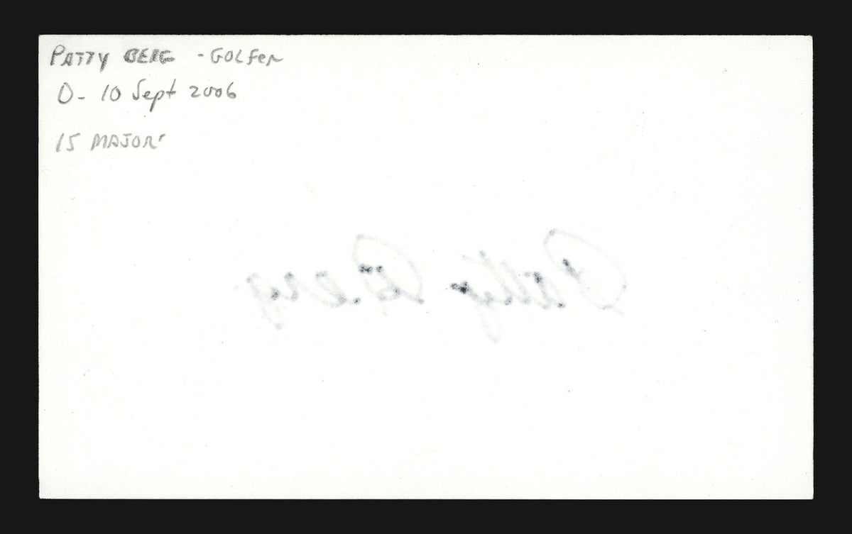Patty Berg Autographed 3x5 Index Card LPGA Hall of Fame SKU #193956