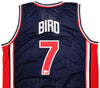 Team USA Larry Bird Autographed Navy Blue Jersey Dream Team Beckett BAS Stock #203450
