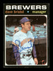 Dave Bristol Autographed 1971 Topps Card #637 Milwaukee Brewers SKU #204222