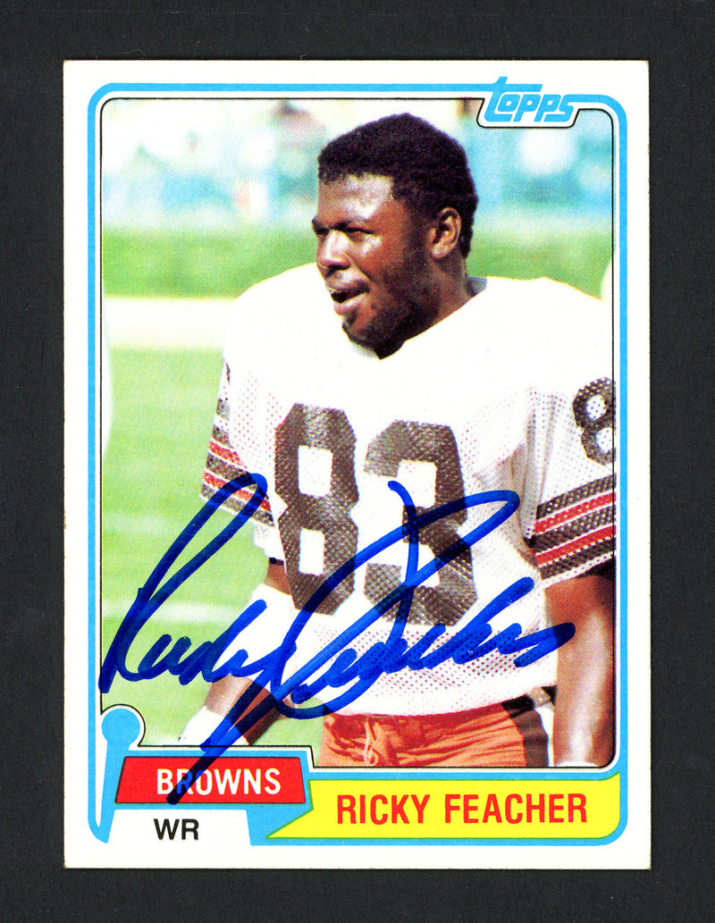 Ricky Feacher Autographed 1981 Topps Rookie Card #196 Cleveland Browns SKU #160254