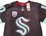 Seattle Kraken Matty Beniers Autographed Blue Adidas Jersey Size 54 With Inaugural Patch "1st Kraken Draft Pick" Fanatics Holo Stock #206002