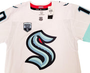 Seattle Kraken Matty Beniers Autographed White Adidas Authentic Jersey Size 54 With Inaugural Patch "1st Kraken Draft Pick" Fanatics Holo Stock #206010