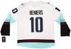 Seattle Kraken Matty Beniers Autographed White Fanatics Jersey Size XL With Inaugural Patch Fanatics Holo Stock #206007