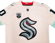 Seattle Kraken Matty Beniers Autographed White Fanatics Jersey Size XL With Inaugural Patch Fanatics Holo Stock #206007