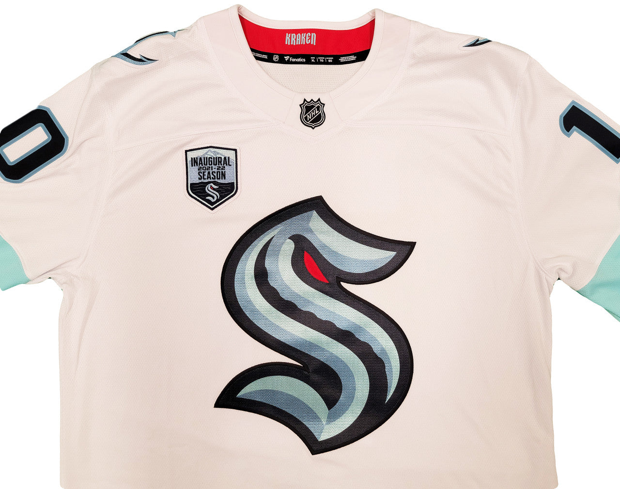 Seattle Kraken Matty Beniers Autographed White Fanatics Jersey Size XL With Inaugural Patch Fanatics Holo Stock #206007