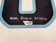 Seattle Kraken Matty Beniers Autographed White Adidas Authentic Jersey Size 54 With Inaugural Patch "NHL Debut" Fanatics Holo Stock #206011