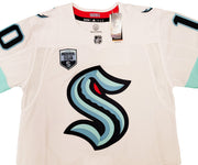 Seattle Kraken Matty Beniers Autographed White Adidas Authentic Jersey Size 54 With Inaugural Patch "NHL Debut" Fanatics Holo Stock #206011