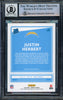 Justin Herbert Autographed 2020 Donruss Rated Rookie Blue Press Proof Rookie Card #303 Los Angeles Chargers Auto Grade Gem Mint 10 Beckett BAS #14242582