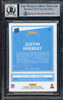 Justin Herbert Autographed 2020 Donruss Optic Rated Rookie Prizm Rookie Card #153 Los Angeles Chargers Auto Grade Gem Mint 10 Beckett BAS #14242585