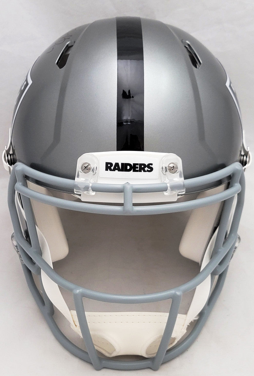 Davante Adams Autographed Las Vegas Raiders Flash Gray Full Size Authentic Speed Helmet Beckett BAS QR Stock #206038