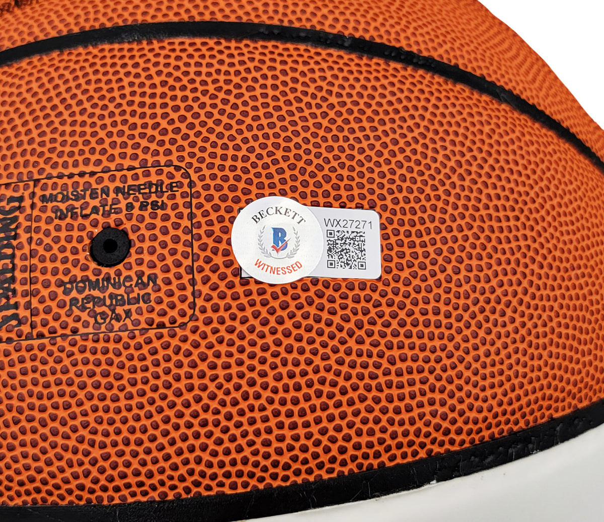 Gary Payton Autographed Official Spalding White Panel Basketball Seattle Supersonics "HOF 2013" Beckett BAS QR Stock #206122