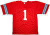 Ohio State Buckeyes Justin Fields Autographed Red Jersey Beckett BAS QR Stock #203904