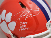 Travis Etienne Autographed Clemson Tigers Orange Full Size Authentic Speed Helmet "2018 Natl Champs!" Beckett BAS QR Stock #205673