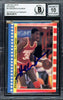 Hakeem Olajuwon Autographed 1987-88 Fleer Stickers Card #3 Houston Rockets Auto Grade Gem Mint 10 Beckett BAS Stock #205733