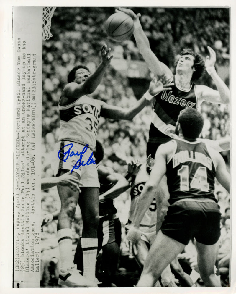 Paul Silas Autographed 8x10 Wire Photo Seattle Supersonics MCS Holo #70187
