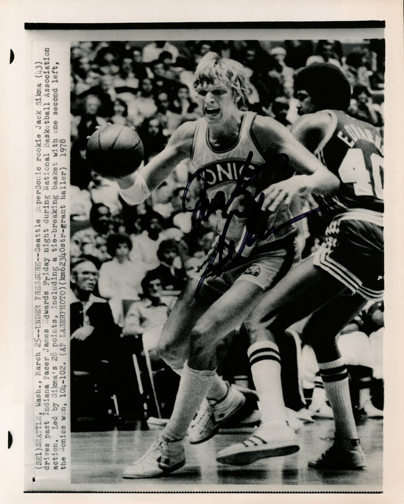 Jack Sikma Autographed 8x10 Wire Photo Seattle Supersonics MCS Holo #70219