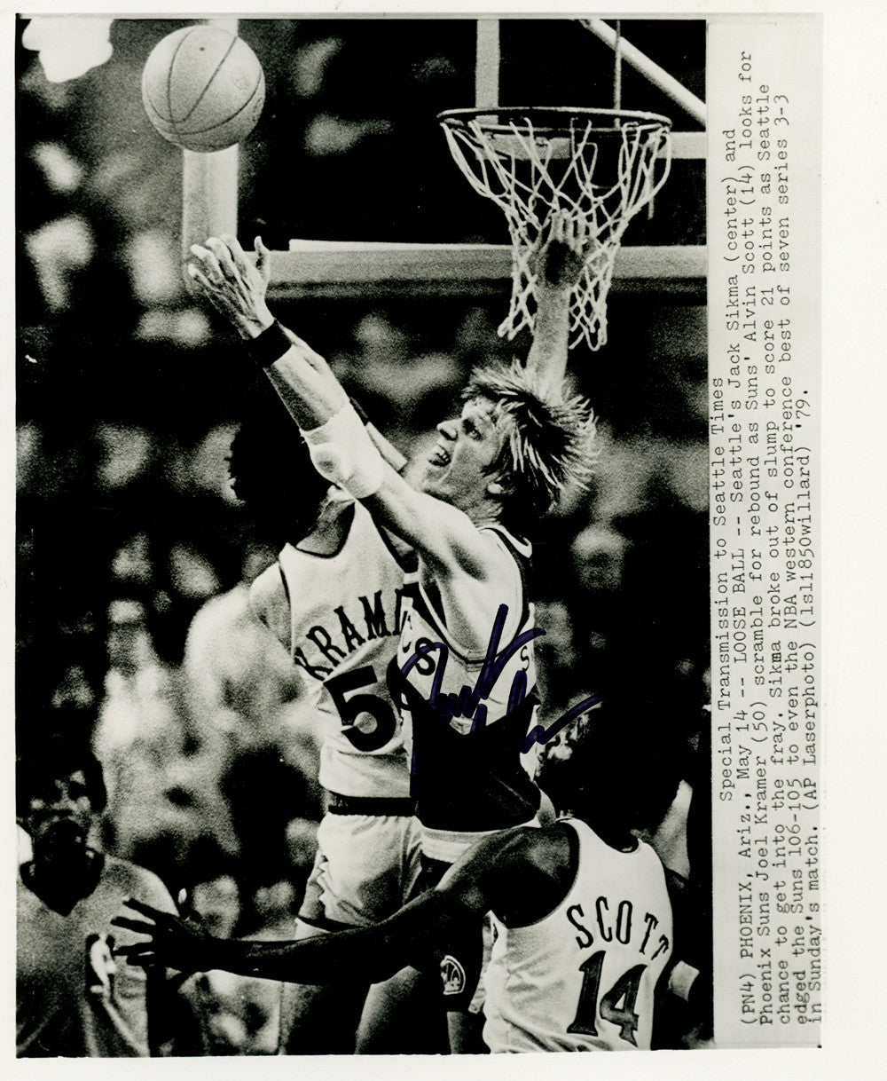 Jack Sikma Autographed 8x10 Wire Photo Seattle Supersonics MCS Holo #70222