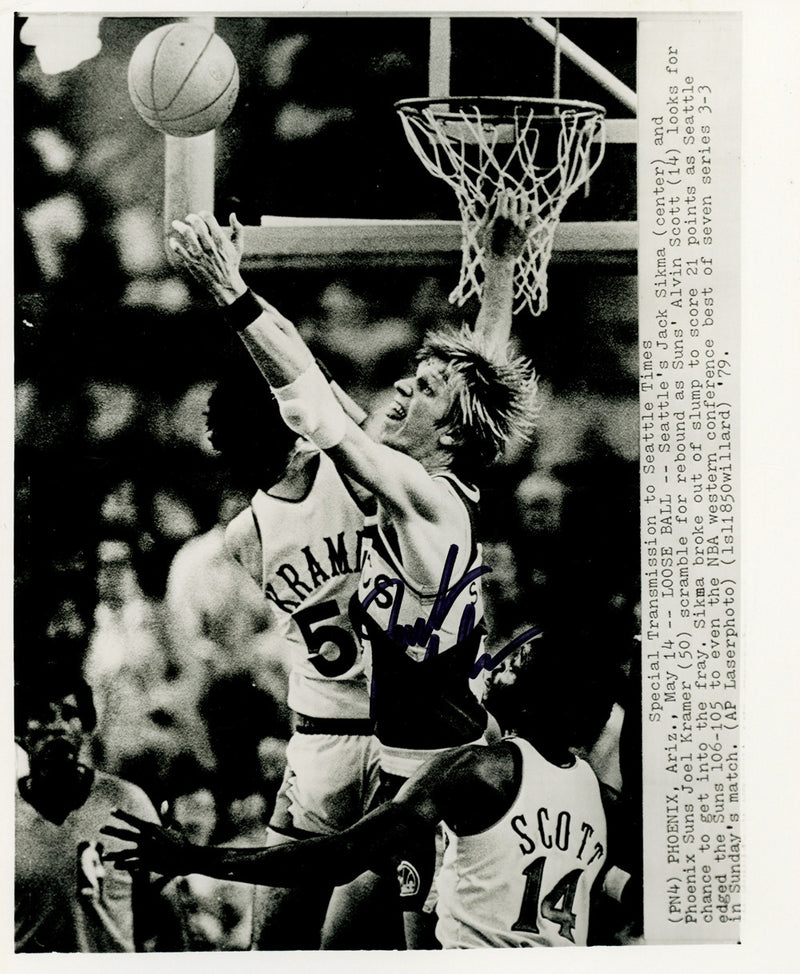 Jack Sikma Autographed 8x10 Wire Photo Seattle Supersonics MCS Holo #70222