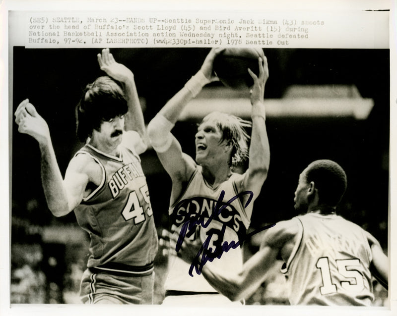 Jack Sikma Autographed 8x10 Wire Photo Seattle Supersonics MCS Holo #70236