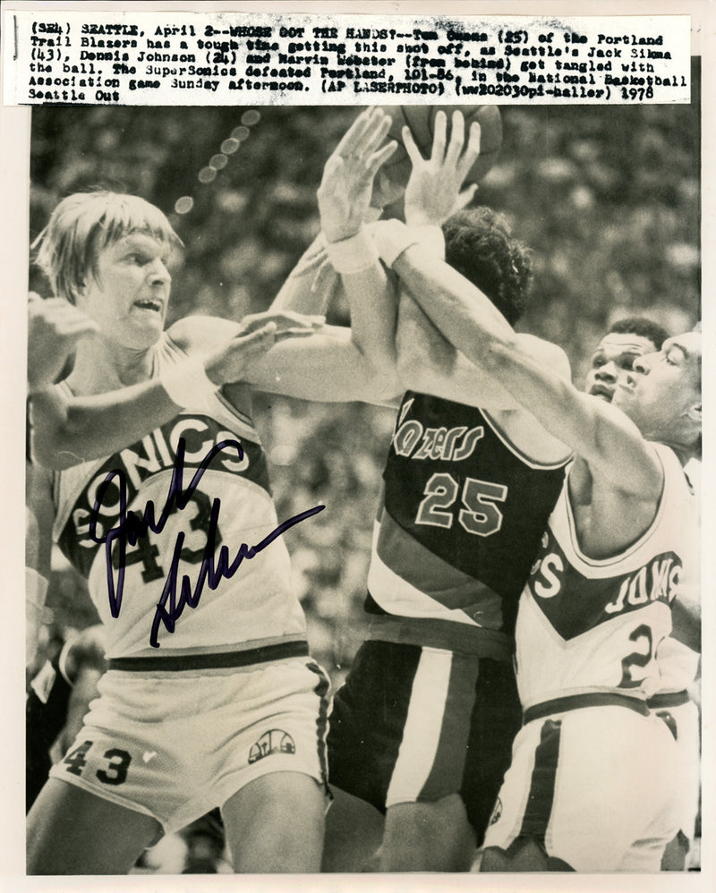 Jack Sikma Autographed 8x10 Wire Photo Seattle Supersonics MCS Holo #70244