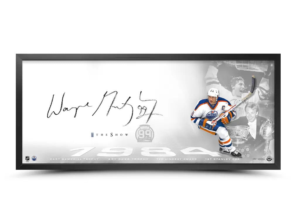 Wayne Gretzky Autographed Framed The Show '1st Banner' 18x44 Photo Edmonton Oilers UDA Holo Stock #261617