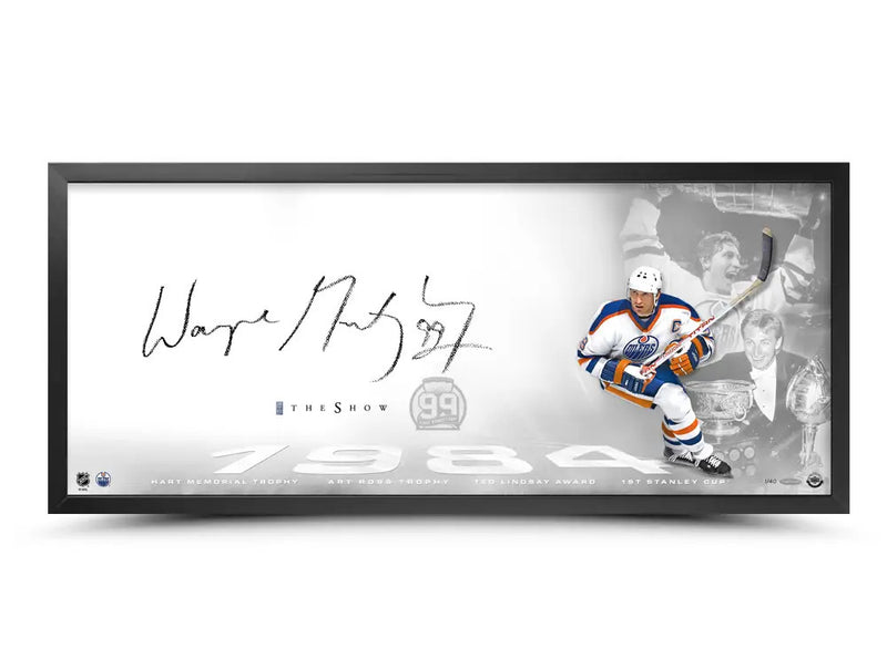 Wayne Gretzky Autographed Framed The Show '1st Banner' 18x44 Photo Edmonton Oilers UDA Holo Stock #261617