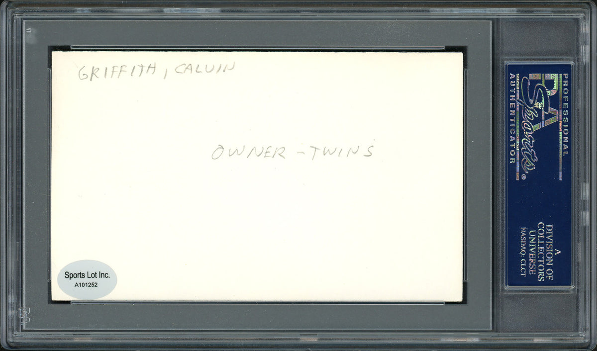 Calvin Griffith Autographed 3x5 Index Card Minnesota Twins Owner PSA/DNA #83862552