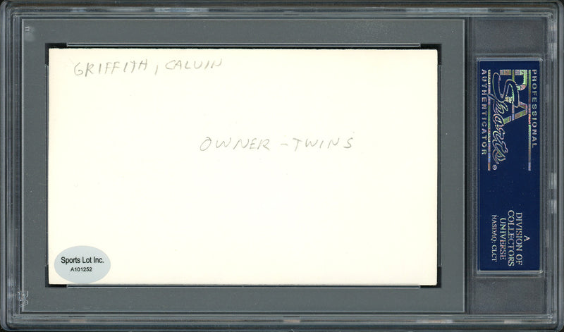 Calvin Griffith Autographed 3x5 Index Card Minnesota Twins Owner PSA/DNA #83862552