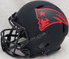 Mac Jones Autographed New England Patriots Eclipse Black Full Size Authentic Speed Helmet Beckett BAS Witness Stock #206517