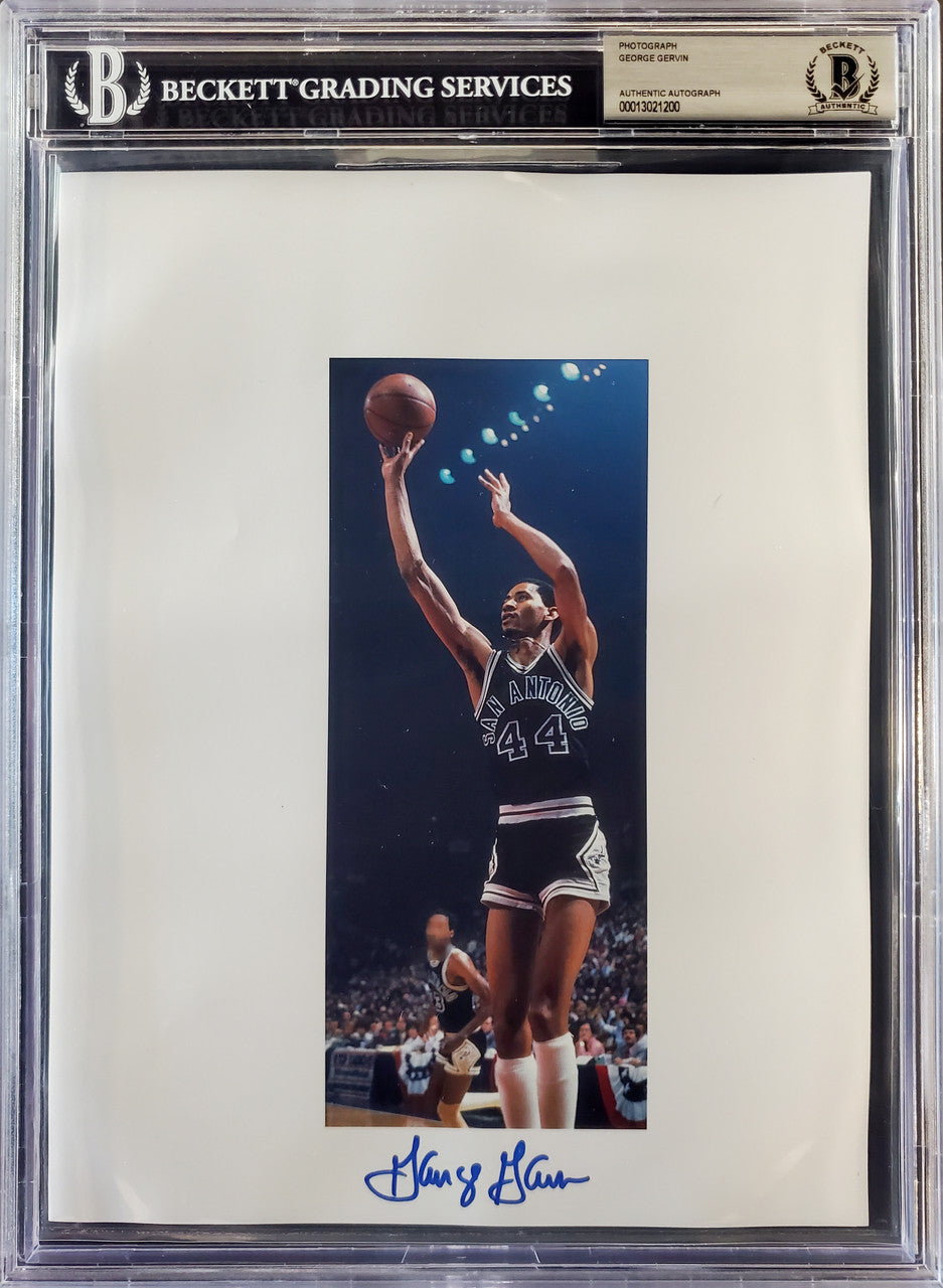 George Gervin Autographed 8.5x11 Photo Sheet San Antonio Spurs Beckett BAS Stock #196058