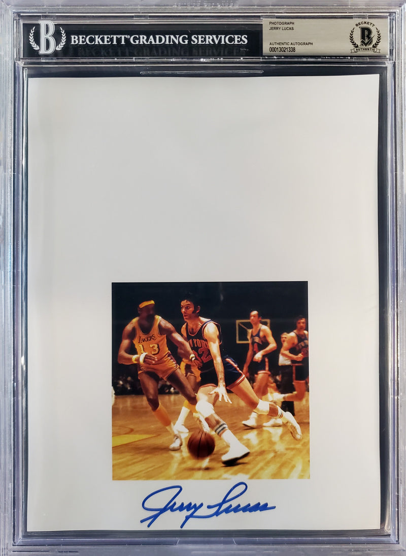 Jerry Lucas Autographed 8.5x11 Photo Sheet New York Knicks Beckett BAS Stock #196070