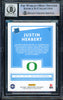 Justin Herbert Autographed 2020 Donruss Rated Rookie Card #4 Oregon Ducks Auto Grade Gem Mint 10 Beckett BAS Stock #206672
