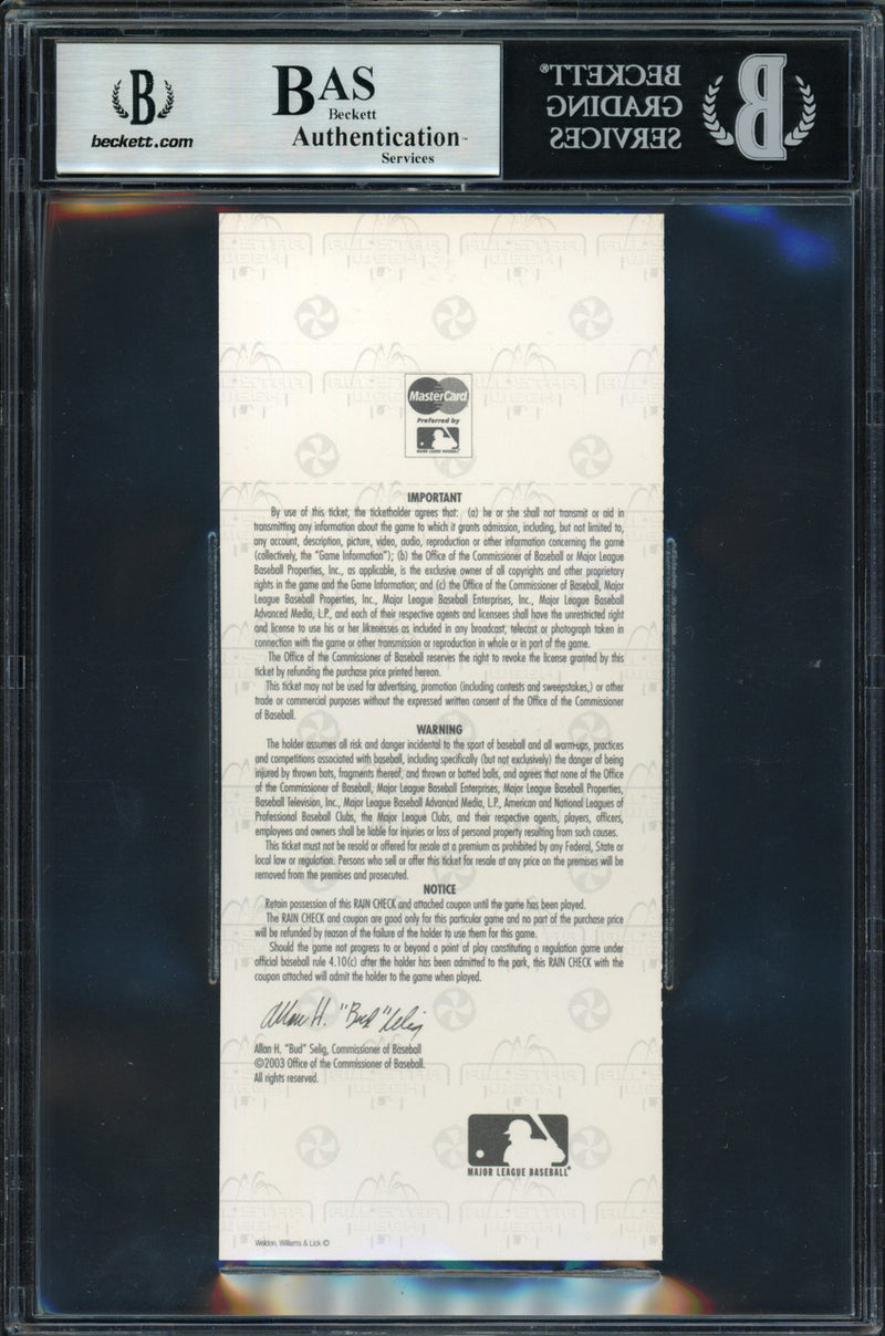 Ichiro Suzuki Autographed 2003 All Star Game Ticket 2003 All Star Game Ticket Seattle Mariners Beckett BAS #14232770