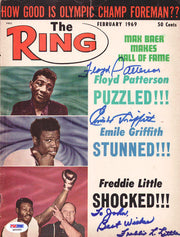 Floyd Patterson, Emile Griffith & Freddie Little Autographed The Ring Magazine Cover PSA/DNA #Q95685