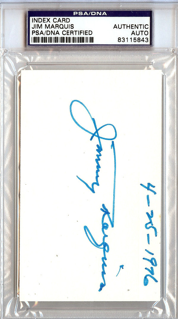 Jim Marquis Autographed 3x5 Index Card New York Yankees PSA/DNA #83115843