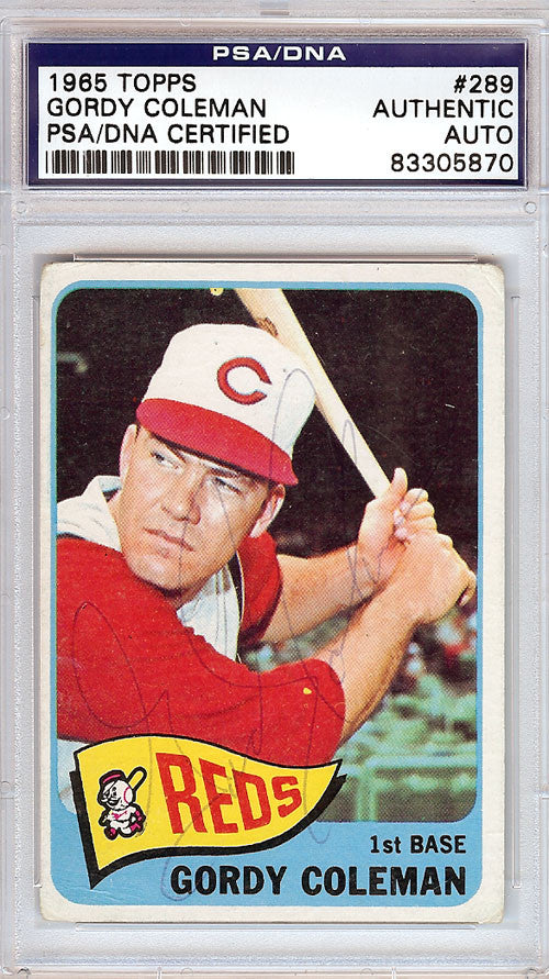 Gordy Coleman Autographed 1965 Topps Card #289 Cincinnati Reds PSA/DNA #83305870
