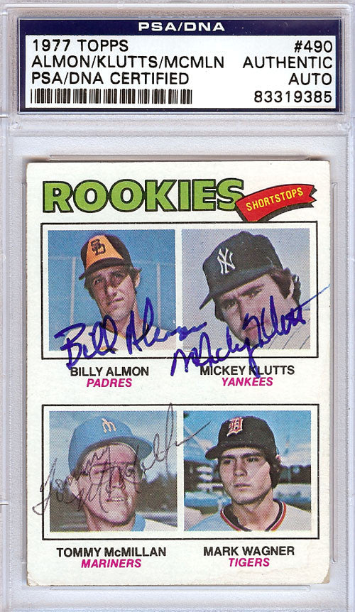 Billy Almon, Mickey Klutts & Tommy McMillan Autographed 1977 Topps Card #490 PSA/DNA #83319385