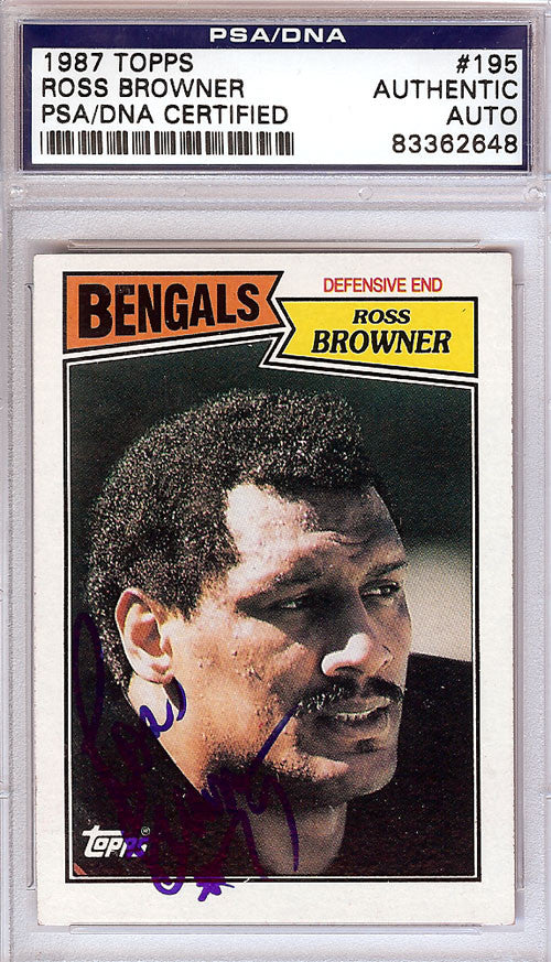 Ross Browner Autographed 1987 Topps Card #195 Cincinnati Bengals PSA/DNA #83362648