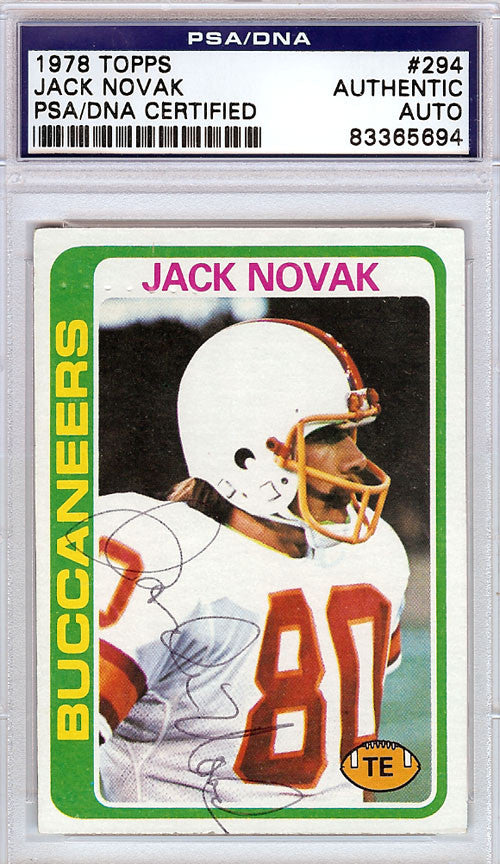 Jack Novak Autographed 1978 Topps Card #294 Tampa Bay Buccaneers PSA/DNA #83365694