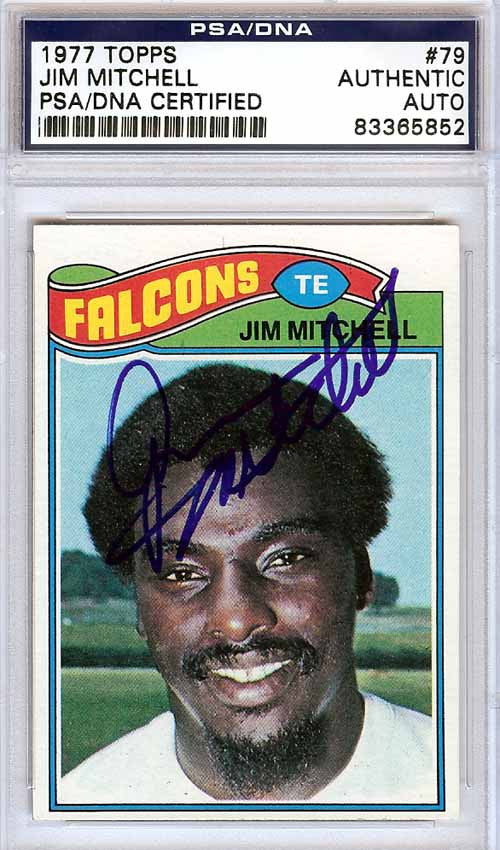 Jim Mitchell Autographed 1977 Topps Card #79 Atlanta Falcons PSA/DNA #83365852