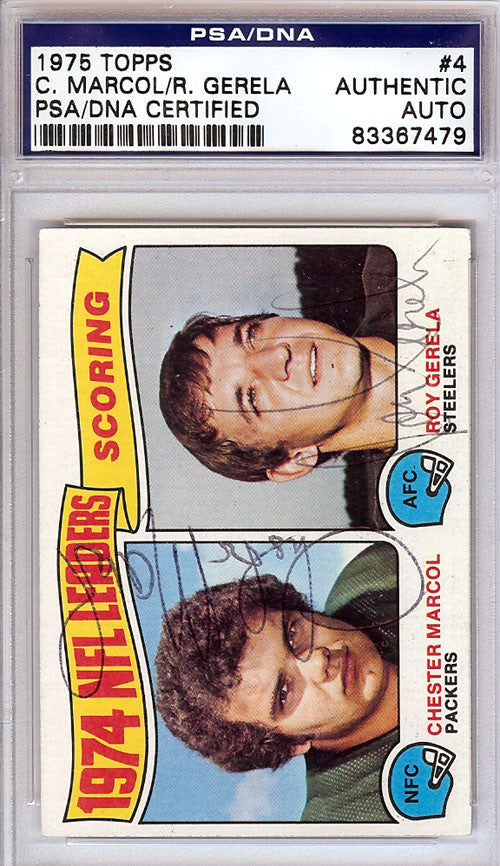 Chester Marcol & Roy Gerela Autographed 1975 Topps Card #4 PSA/DNA #83367479