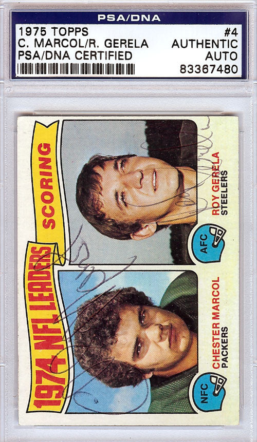 Chester Marcol & Roy Gerela Autographed 1975 Topps Card #4 PSA/DNA #83367480