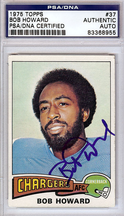 Bob Howard Autographed 1975 Topps Card #37 San Diego Chargers PSA/DNA #83368955