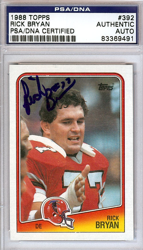 Rick Bryan Autographed 1988 Topps Card #392 Atlanta Falcons PSA/DNA #83369491