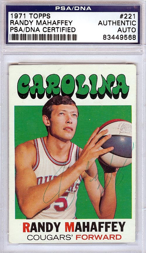 Randy Mahaffey Autographed 1971 Topps Card #221 Carolina Cougars PSA/DNA #83449568