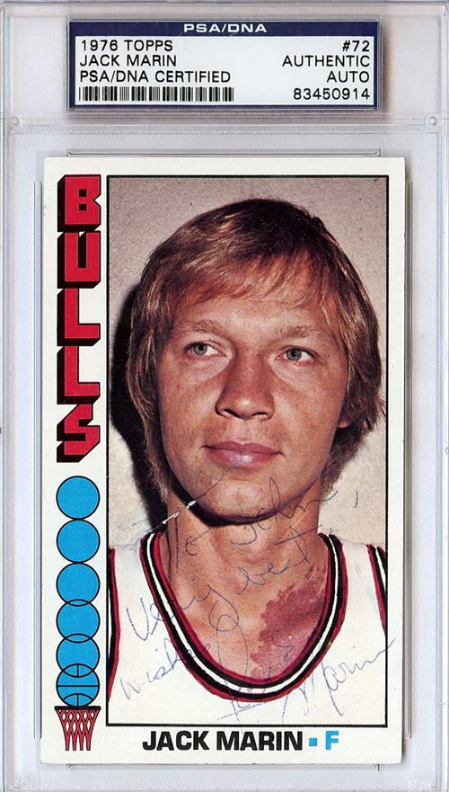 Jack Marin Autographed 1976 Topps Card #72 Chicago Bulls "To John" PSA/DNA #83450914
