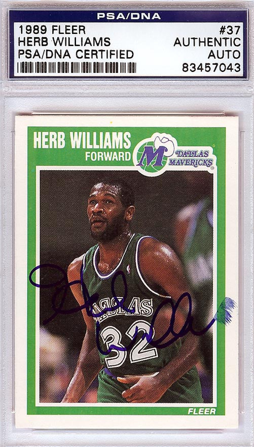 Herb Williams Autographed 1989 Fleer Card #37 Dallas Mavericks PSA/DNA #83457043