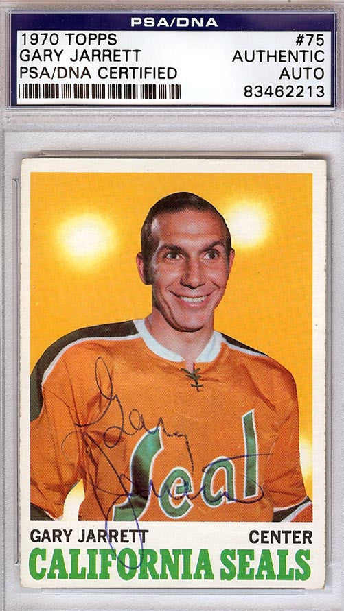 Gary Jarrett Autographed 1970 Topps Card #75 California Golden Seals PSA/DNA #83462213