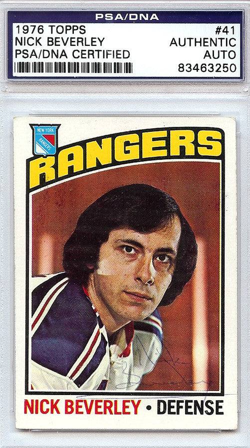 Nick Beverley Autographed 1976 Topps Card #41 New York Rangers PSA/DNA #83463250