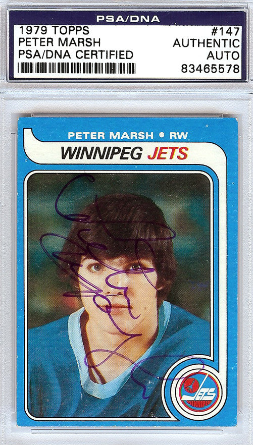 Peter Marsh Autographed 1979 Topps Card #147 Winnipeg Jets PSA/DNA #83465578